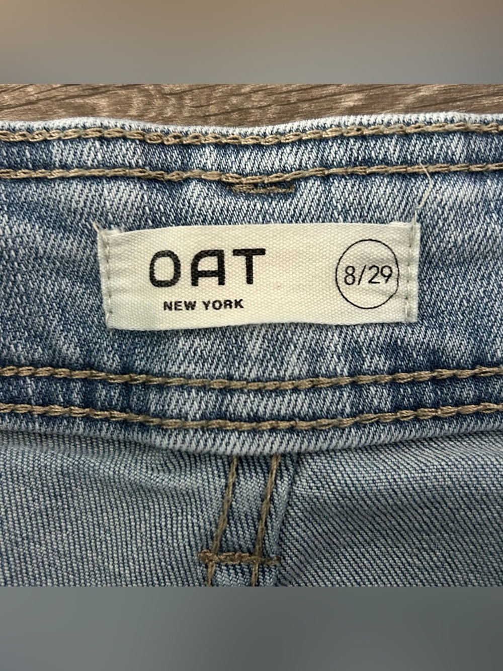 Oat New York Light Blue Wide-Leg Frayed Hem Jeans - Picture 10 of 11